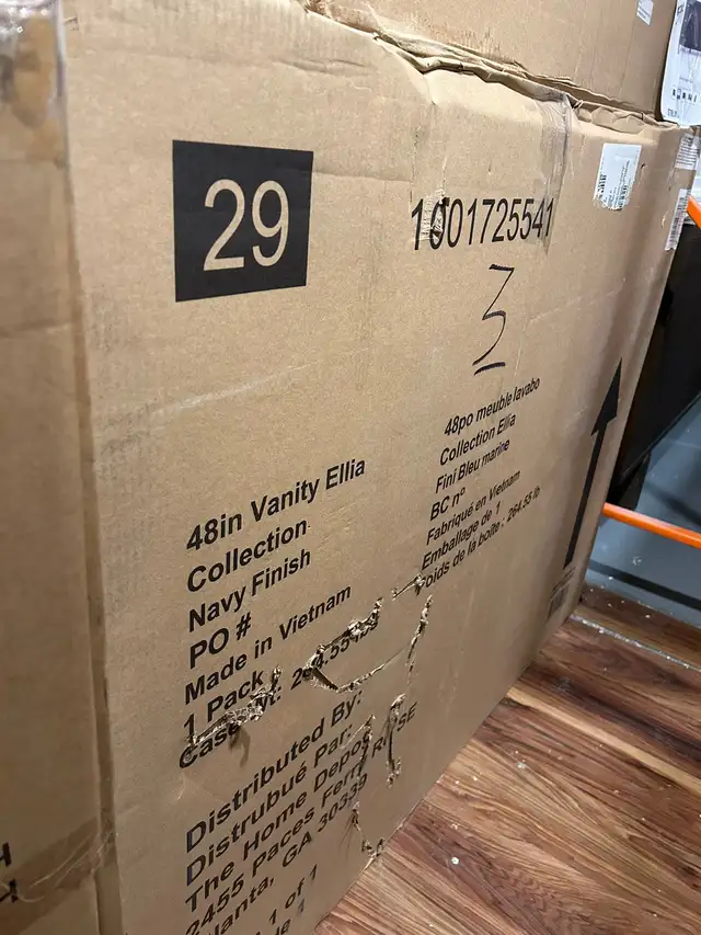48” Navy Bathroom Vanity, Carrera Stone Top – BOXED NEW in Cabinets & Countertops in Oakville / Halton Region - Image 10
