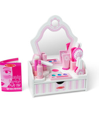 Melissa & Doug Wooden Beauty Salon Play Set With Vanity and Acce