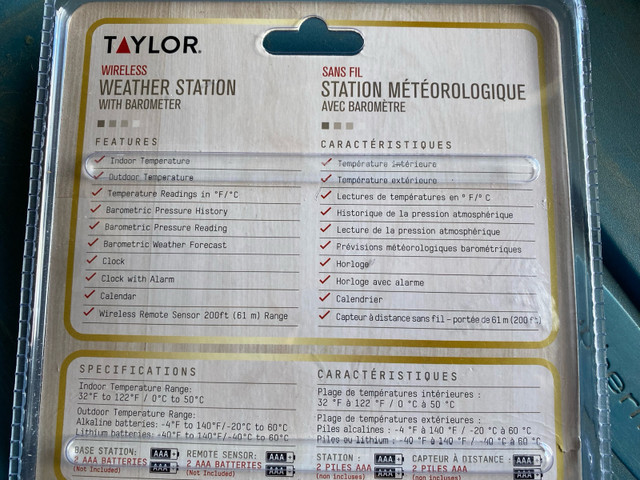 Taylor wireless weather station for sale in General Electronics in Penticton - Image 2