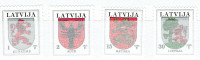 LETTONIE  (LATVIJA).  Set de 4 petits timbres "BLASONS".