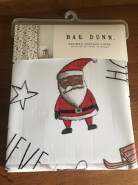 NEW Rae Dunn Christmas Shower Curtain Santa