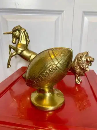 Rare Find Vintage Solid Gold Brass Of A Football Only 75$ I have many other brass items Message me f...