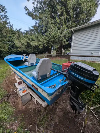 I am selling my 14 foot aluminum boat with trailer. Hull in great shape. New seats, has steering whe...