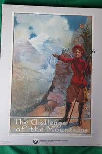 1909 CPR Poster, The Challenge of the Mountains, Reprint plaque