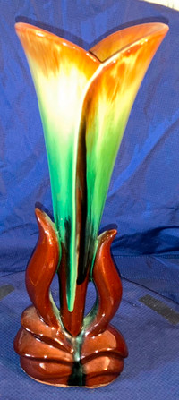 Vtg CCC Canadian Ceramic Craft Pottery Tall 13" Multi-Color Vase