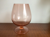 Pink depression glass brandy snifter or rose bowl