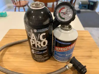 R134a Refrigerant (not the fake replacement refrigerant, made from propane and butane). 26 oz total....
