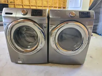 MINT!! Samsung 27" Stainless Front-Load Stackable Washer & Dryer, View more
