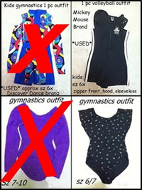 Gymnastics / Volleyball outfits $7 / each (sz 6x and 6/7)