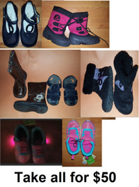 Size 7 to 9 Girl Shoes and Boots Lot - 6 Pairs for Only $50