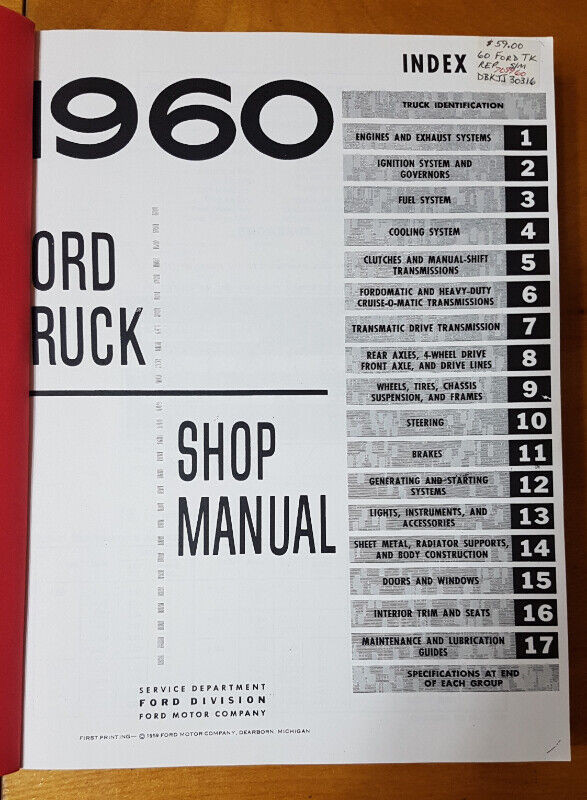 1960 Ford Truck shop manual in Other Parts & Accessories in Kitchener / Waterloo - Image 2