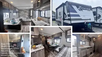 Open Road Trailer Introducing our 18 foot, sleeps 6 travel trailer. Includes all cookware, dishes, u...