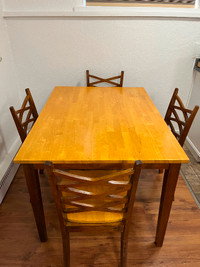 Wood table+ 4 chairs