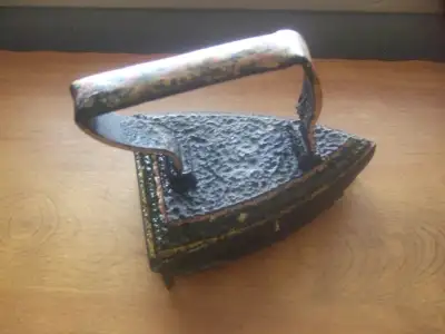 antique clothes iron with trivet, View more