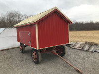 Mobile Chicken Coop with Chickens and feed