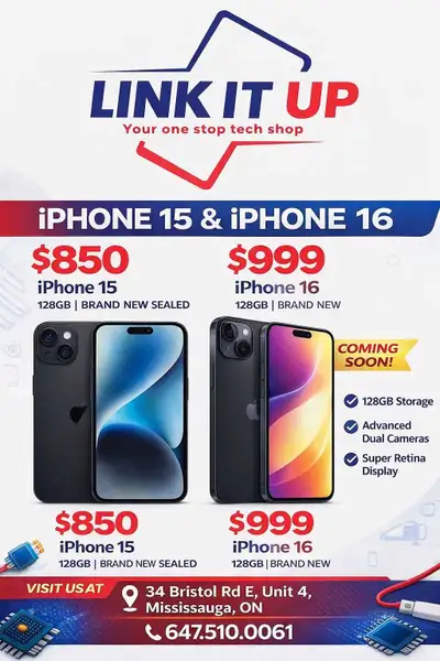 Regular iPhone Series Deal iPhone 15 (128GB) — $850 iPhone 16 (128GB) — $999 Brand new | ✅ 1-Year Ap...