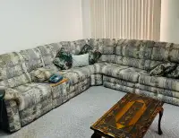3 Piece Sectional sofa with 2 Manual Recliners and a pullout Dou
