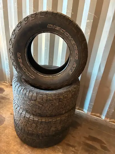 Used tires , cooper discoverer AT3 265/70R17 just took them off my truck just replaced with new ones...