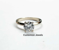 14k Gold 1.50 CTt Round Solitaire Moissanite Engagement Ring 