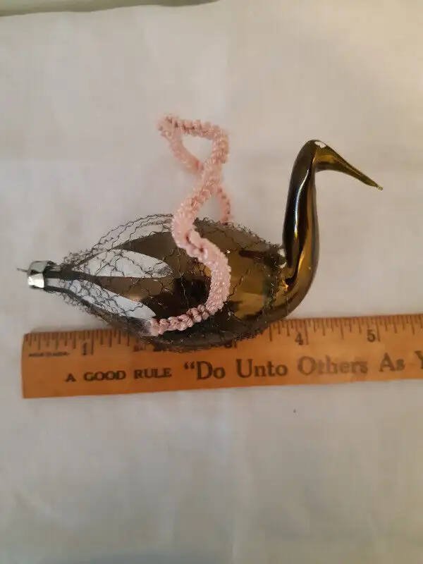 VINTAGE BLOWN MERCURY GLASS WIRE WRAPPED SWAN XMAS TREE ORNAMENT in Arts & Collectibles in Ottawa - Image 11
