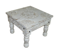 White wooden coffee table carved Indian
