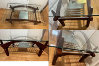 Coffee Table Glass  Top Solid Wood  Frame