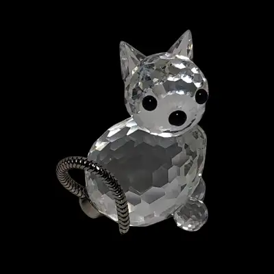 Retired  Swarovski Crystal Mini Cat Movable Metal Tail 010011, View more