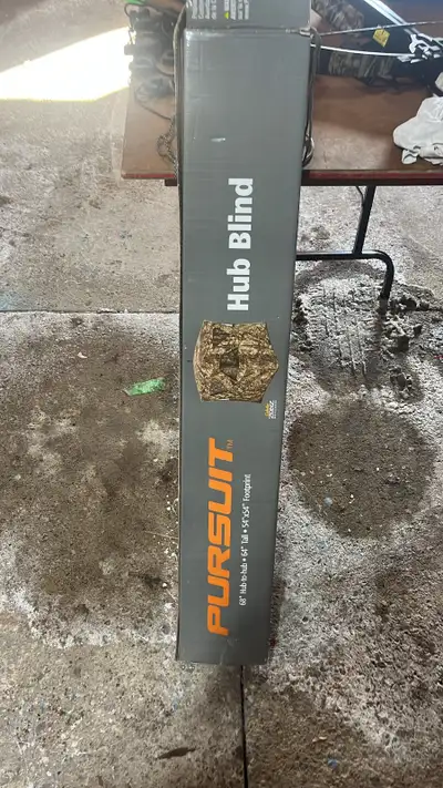 Pursuit Hub Blind with a 68" hub-to-hub measurement. It's 64" tall with a 54"x54" footprint. This bl...
