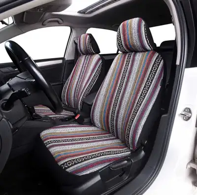 Add a touch of bohemian flair to your ride with this used car seat cover set, featuring vibrant, col...
