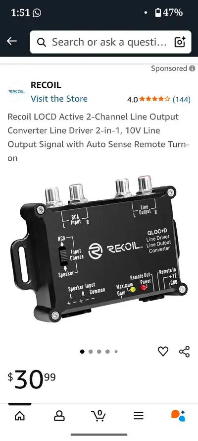 Recoil LOCD Active 2-Channel Line Output Converter Line , View more