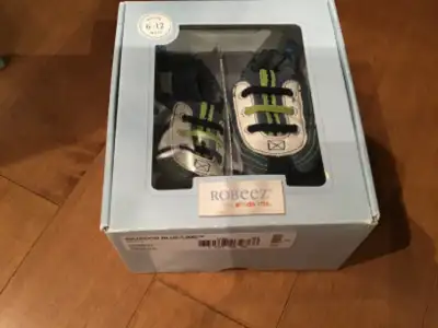ROBEEZ BRAND SOFT SOLES SLIPPER SHOES 6-12 MTH BLUE/LIME SNEAKER, View more