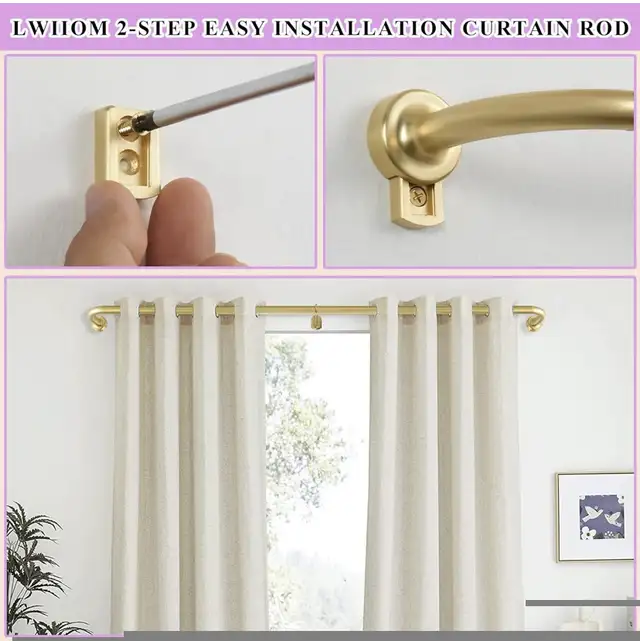 New Room Darkening Curtain Rod  28-48” Gold in Window Treatments in Oshawa / Durham Region - Image 4