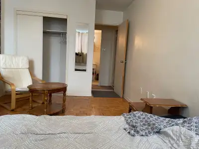 Private furnished bedroom, available in a clean and quiet shared apartment. Available (short-term or...