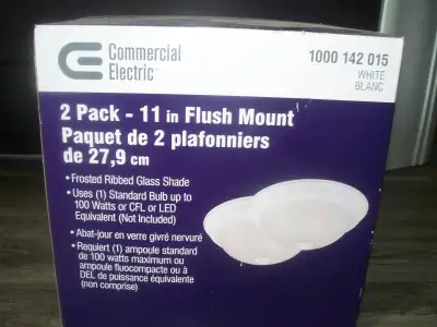 COMMERCIAL ELECTRIC 2 PACK WHITE FLUSH MOUNT LIGHTS, View more