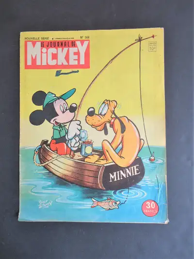 Journal de Mickey. 1955. Dimensions d'environ 12 x 9 pouces. Couleurs fabuleuses. Page couverture à...