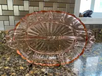 Vintage Pink Anchor Hocking Glass Tray