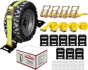 New never used. Autofonder Vehicle Wheel Chock Tie Down kit 4500lb Break Strength Ultimate Heavy Dut...