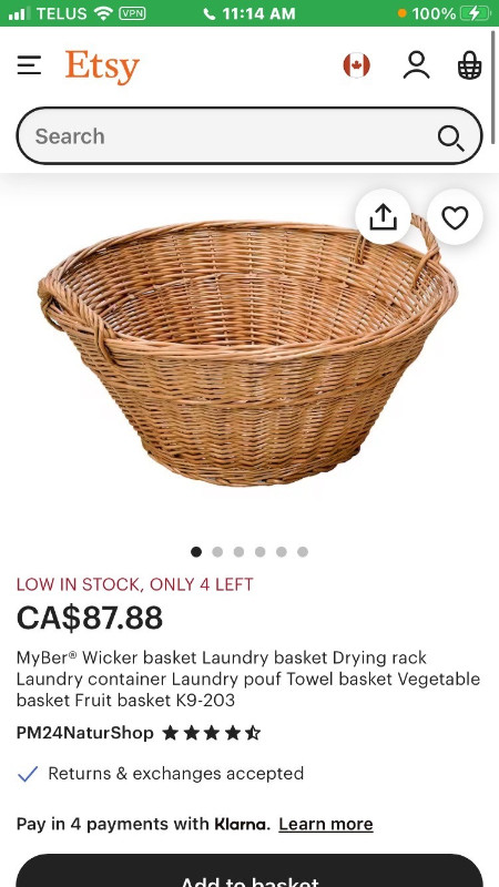 Wicker Basket in Home Décor & Accents in Kamloops - Image 4