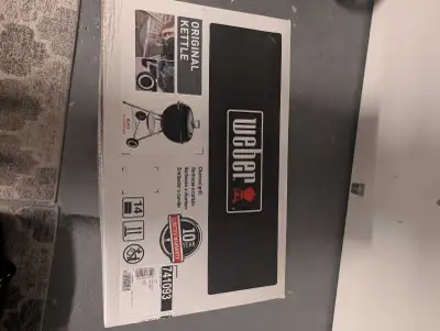 Brand new in the box Weber charcoal BBQ. 22inch. At home Depot for $199.99 plus tax $180 cash
