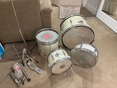 Vintage 1960s Japanese Drum Kit w/ Snare & Original Pedal, View more