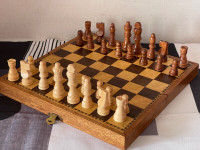 WOODEN CHESS GAME, PORTABLE FOLDABLE, 12 X 12 INCHES, 3 INCH K.