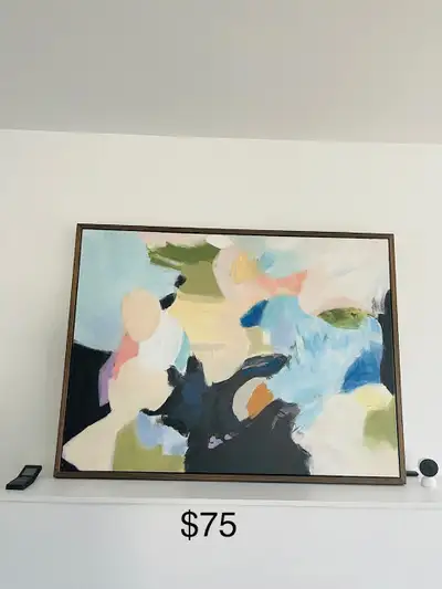 Framed abstract canvas wall art piece - LIKE NEW CONDITION!, View more