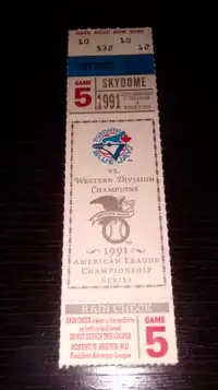 Vintage Toronto Blue Jays 1991 ALCS Ticket Stub