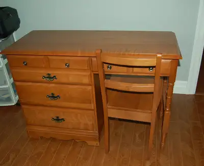 Maple desk and chair, View more