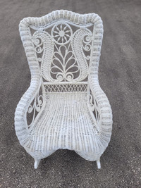 vintage white wicker rocking chair