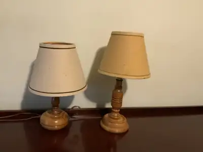 Two Wooden Bedside Lamps, View more
