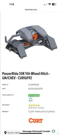 30k Curt PowerRide 5th wheel hitch 
