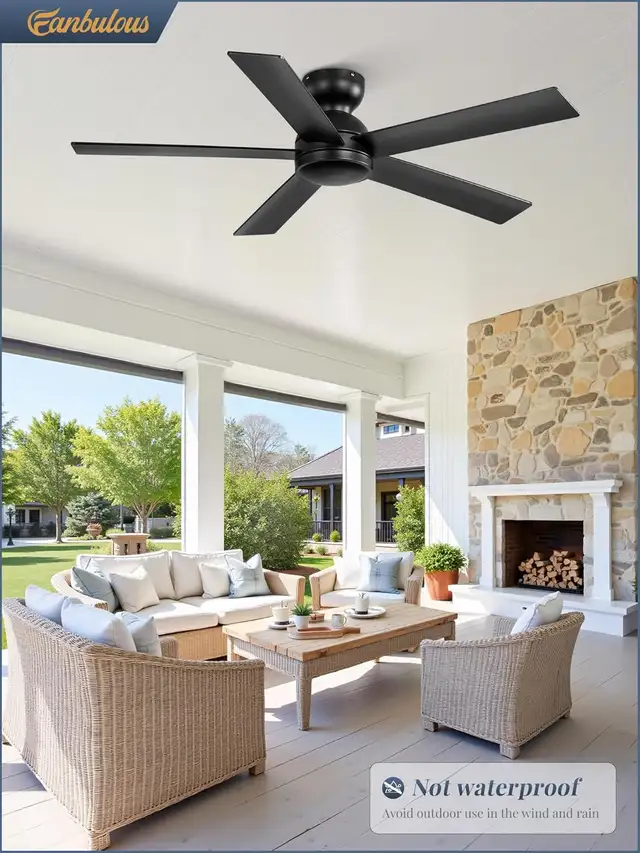 48 Inch Flush Mount Ceiling Fan no Light, Black in Indoor Lighting & Fans in Mississauga / Peel Region - Image 6