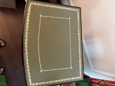 vintage leather top side table, View more