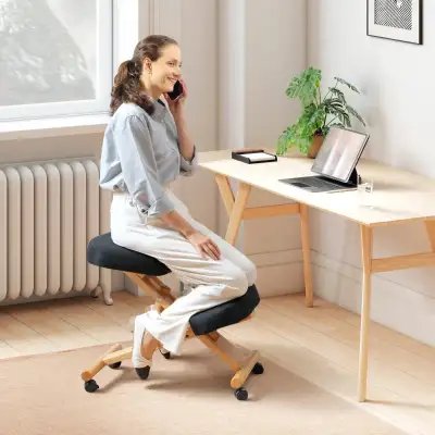 Ergonomic Kneeling Chair, Posture Chair with Rubberwood Frame, R, View more
